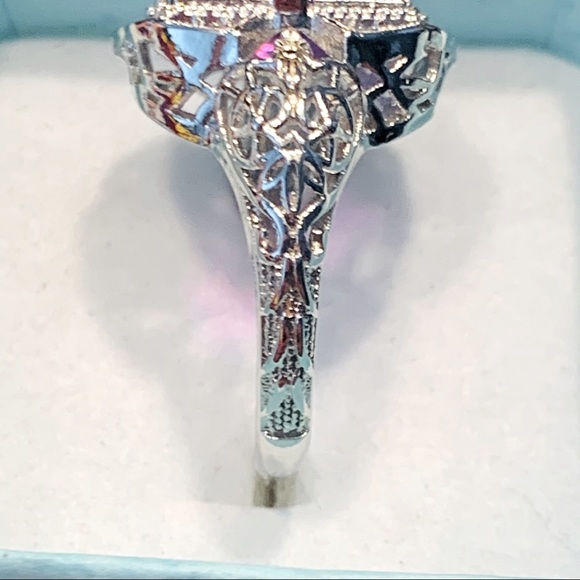 💜🆕 Vintage Amethyst Purple Gemstone Silver Ring - Picture 7 of 9